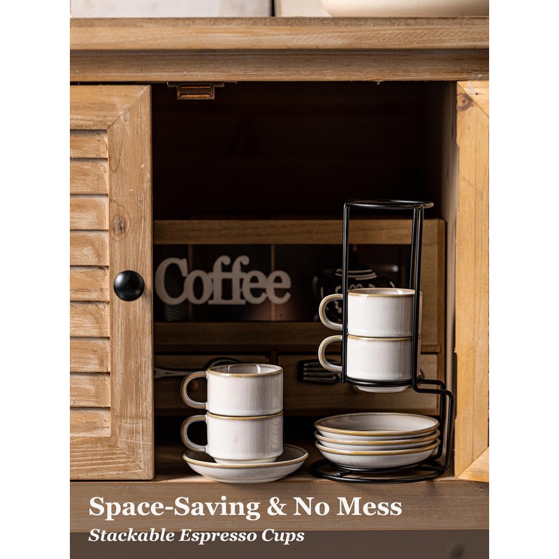 Gomakren 2.5 Ounce Espresso Cups Set of 4, Small Stackable