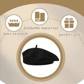 XUZOPIM Beret Women's Beret, Women's Hat, Retro Winter Hat, Beret, Fashion Accessory Jewellery, Flat Cap, Women, Suitable for Meetings with Friends, Party Decoration (Black), black