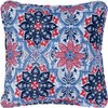 Hanover Medallion Indoor/Outdoor Throw Pillow, Decorative, Set of 1, Navy/Red