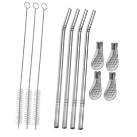 Mobestech 1 Set Drinking Filter Straw and Stirring Spoon for Loose Leaf Tea Includes Portable Mixing Spoon and Cleaning Brush Home Accessory for Tea