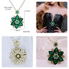 Long Crystal Flower Pearl Pendant Necklace for Women Rhinestone Sunflower