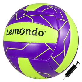 Lemondo Soft Volleyball PU – Größe 5 mit Ballpumpe – Wasserfester Spielball für Strand, Training, Indoor & Outdoor – Komfortabler Grip(mit Pumpe)