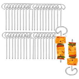 COMZPLIFE 40Pcs 3.94 Inch Air Fryer Skewers, Stainless Steel Standing Kebab Skewers, Vertical Skewers Sticks Reusable for BBQ, Chicken, Meat, Vegetable