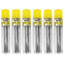 Pentel Super Polymer Automatic & Mechanical Pencil Refill (Pack of 6, 0.9mm, 2B)
