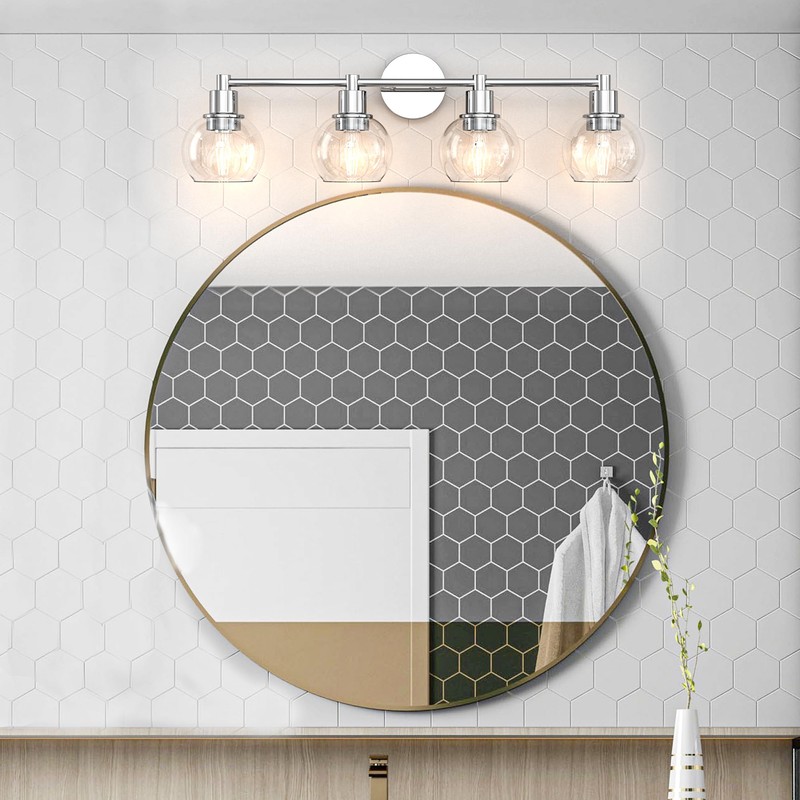 Espird 4 Lights Bathroom Vanity Light Fixtures Chrome, Bathroom Lights