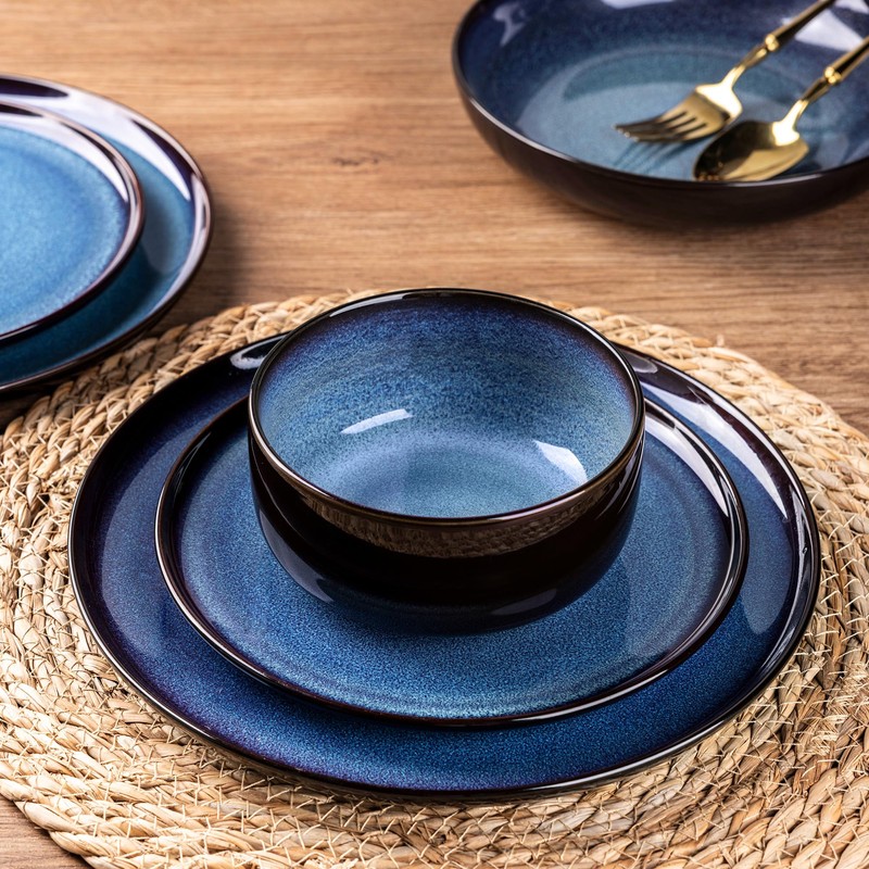 LERATIO Ceramic Dinnerware Sets for 4,12 Pieces Poreclain Plates and