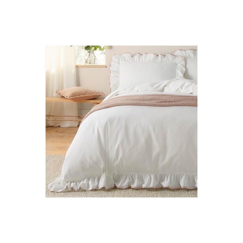 Wylder Nature Blousey Ruffled Cotton Pillowcase Pair - Pink