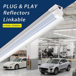 Barrina LED Shop Light 4FT, 40W 5000LM 6500K, Clear Cover Linkable LED Tube Lights, Integrated T8 Light Fixture, V Shape LED Ceiling Lights for Garage, Warehouse, Workshop, 6 Pack