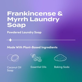 Zum Powdered Laundry Soap by Indigo Wild - Plant-Based Laundry Soap with Baking Soda, Coconut Oil & Essential Oils - 64 Loads (32 oz) - Frankincense & Myrrh