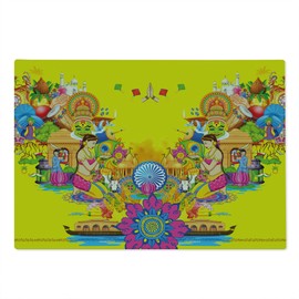 Ambesonne Modern Cutting Board, Fan Cooler Logo Fresh Air Propeller Summer Warm Illustration Print, Decorative Tempered Glass Cutting and Serving Board, Large Size, Pale Blue Violet