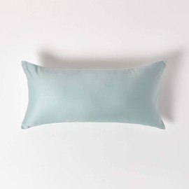 Homescapes Organic Cushion Cover 40 x 80 cm Light Blue 100% Organic Cotton Satin Cushion Cover with Zip