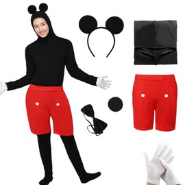Alaiyaky Mouse Costume, Halloween Cosplay, Rat, Full-Body Tights, Black, Mouse Cosplay, Children, Adults, Black, Costume, Cultural Festival, Christmas, Stage, Performance Costume, Unisex (Mouse, XL)