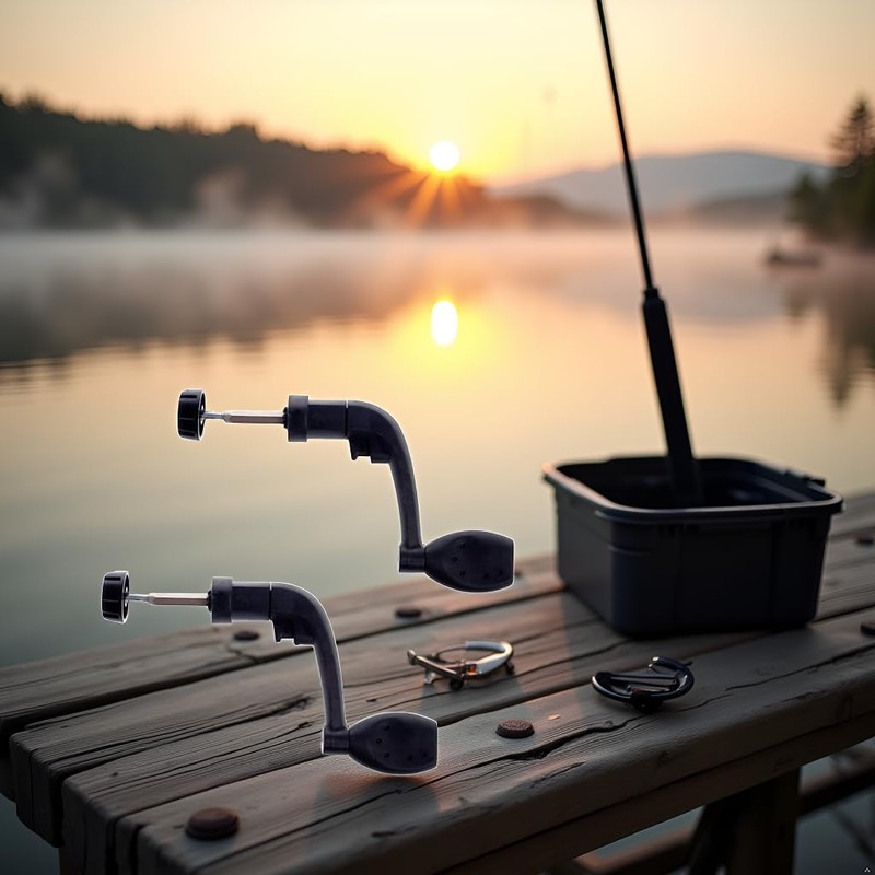 Pack of 2 Black Universal Plastic Power Handle Fishing Reels