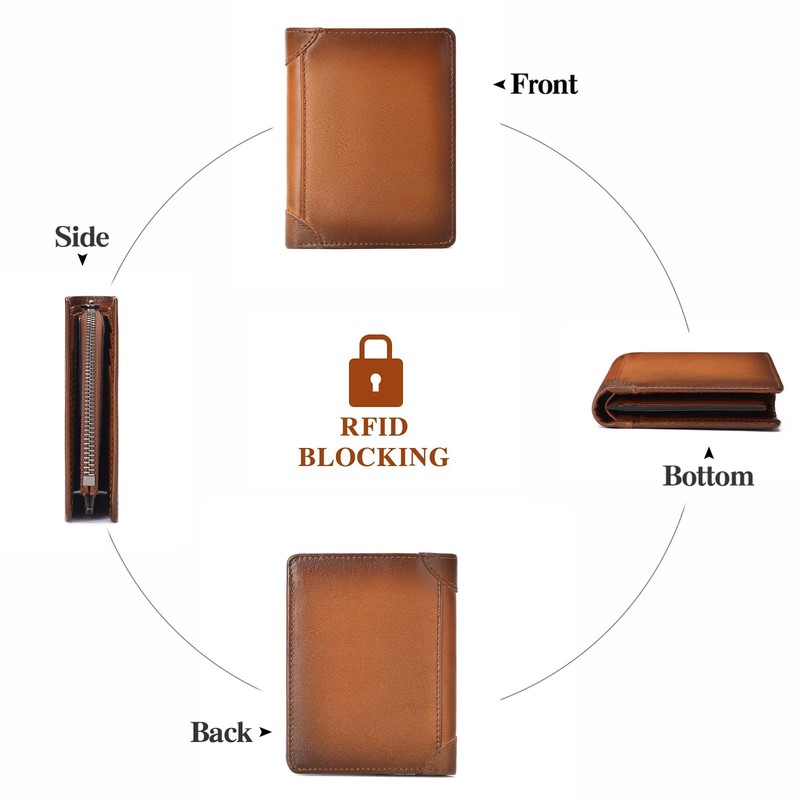 SENDEFN Men's Wallets RFID Blocking Bifold Genuine Leather Wallets for