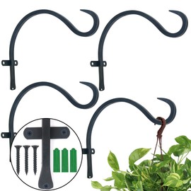Hanging Plant Bracket, 4PCS 12in Large Plant Hangers Outdoor Indoor Heavy-Duty Metal Wall Plant Hooks Plant Hanger with Screws for Home Decor Bird Feeders Lanterns Wind Chimes Decorative