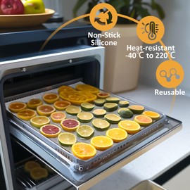 5 Pcs Silicone Food Dehydrator Sheets - Reusable Mesh Dehydrator Sheets Non Stick Silicone Steamer Liner for Food Ideal for Drying Fruit, Meat, Fish & Baking Dim Sum, Dumplings, Round and Square
