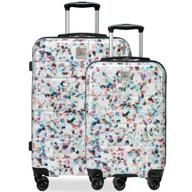 Skyway Epic 2.0 Hardside Lightweight and Durable ABS Shell Luggage, Spacious with 4-Wheel Spinners, Comfort Grip with Telescoping Handle, Men and Women, Confetti, 2-Piece Set (20,24)