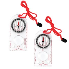 2PCS Compass, Compass Navigation, Compass Hiking, Hiking Equipment, Compass Adjustable Declination Waterproof, Multifunctional Orienteering Map Hiking Navigation Compass for Outdoor Activities