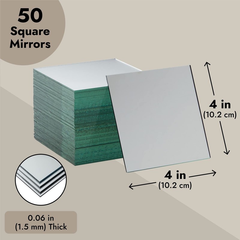 Bright Creations Square Mirror Tiles - 4 in, Silver, Pack