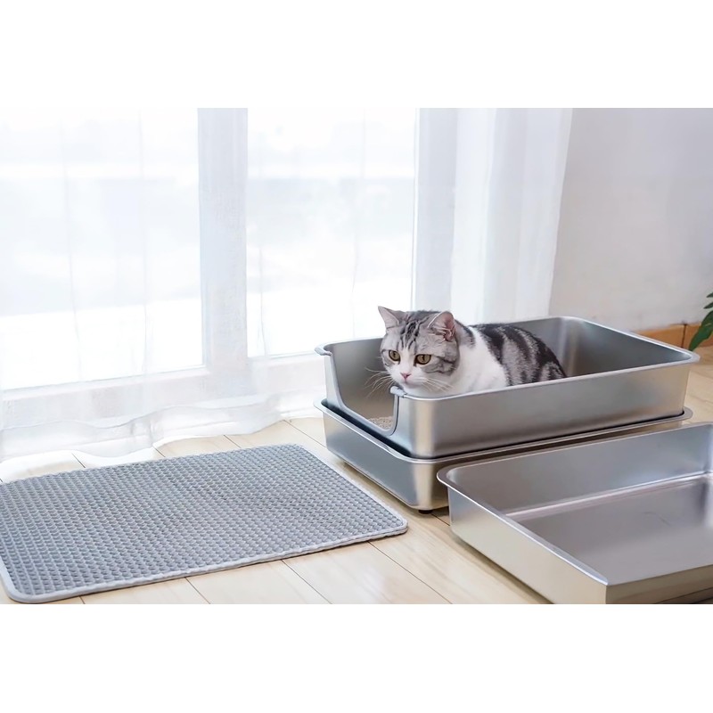 Sorstrem 8" Stainless Steel Sifting Cat Litter Box for Clumping