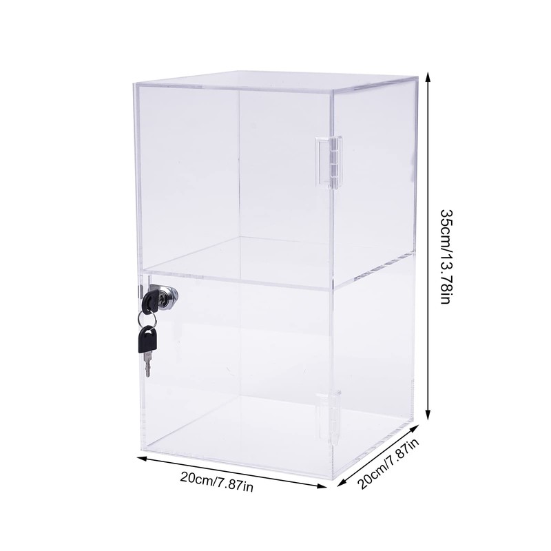 2-Shelf Clear Acrylic Display Case with Lock, Display Case Cabinet