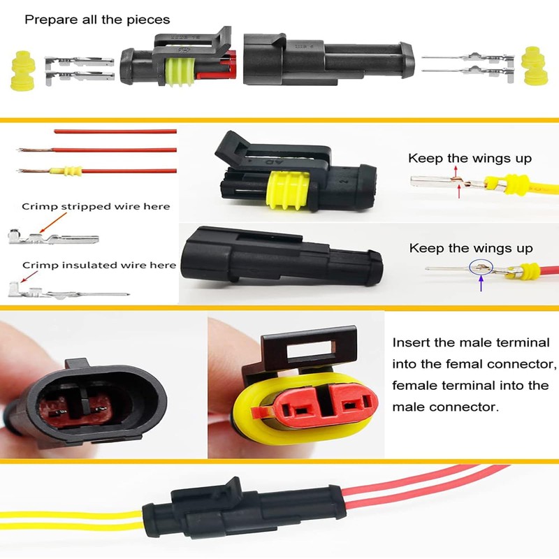 Taoluwin Waterproof Electrical Wire Connector, 352PCS Male and Female Wiring