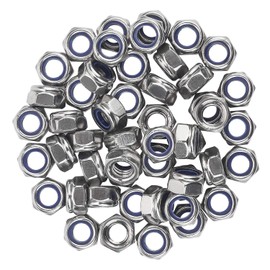 Favordrory M8 x 1.25mm 304 Stainless Steel Self-Lock Nylon Inserted Hex Lock Nuts, Self Clinching Nuts, 50 PCS