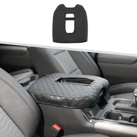 Jimen Center Console Cover Compatible with Chevy Silverado/GMC Sierra 2019-2023, PU Leather Armrest Pad for Chevy Suburban 2020-2023, for Chevy Tahoe/GMC Yukon 2021-2023 (Black)