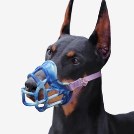 Dog Muzzle, Basket Muzzle Anti Biting Chewing, Sturdy Lightweight Muzzle Allows Panting Drinking, Cage Muzzle for Small Medium Large Dogs, for Grooming Trimming Training (Blue, Size 3)