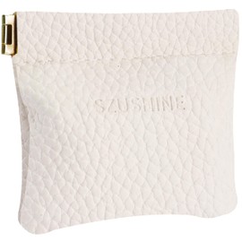 SZUSHINE Leather Squeeze Coin Purse Pouch Change Holder For Unisex (White)