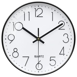 VIKMARI 12 Inch Silent Wall Clock Modern Black & White Clock Decorative for Living Room Kitchen Bedroom School Office Home