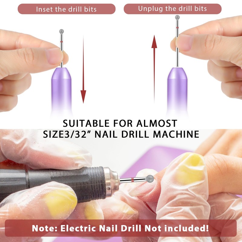 WLLHYF Nail Drill Bits, Ball Shape Nail Cleaner Professional Stainless