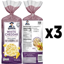 Quaker Large Rice Cakes, White Cheddar, 5.5 Oz, Pack of 3