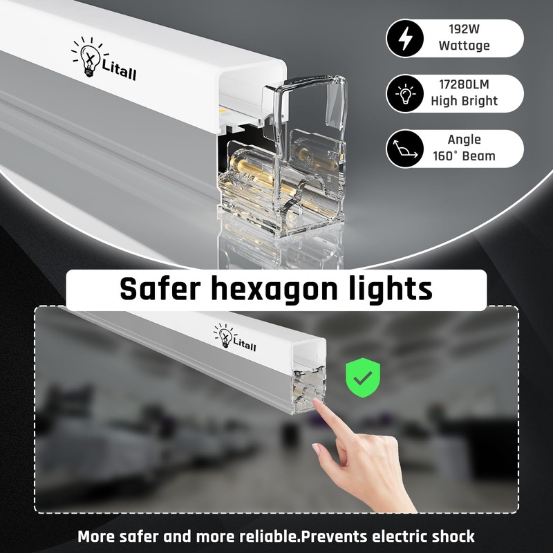 X-litall Hexagonal LED Garage Light, Lightweight Super Bright 128W 5000K