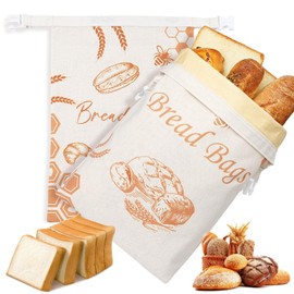 BATJA ZYQGH Beeswax Bread Bags for Sourdough(2 Pack), Beeswax Wraps for Food, Bread Freezer Bags, Reusable, Natural Bees Wax & Cotton, Upgraded Dual Preservation, Enhances Freshness and Longevity, XL