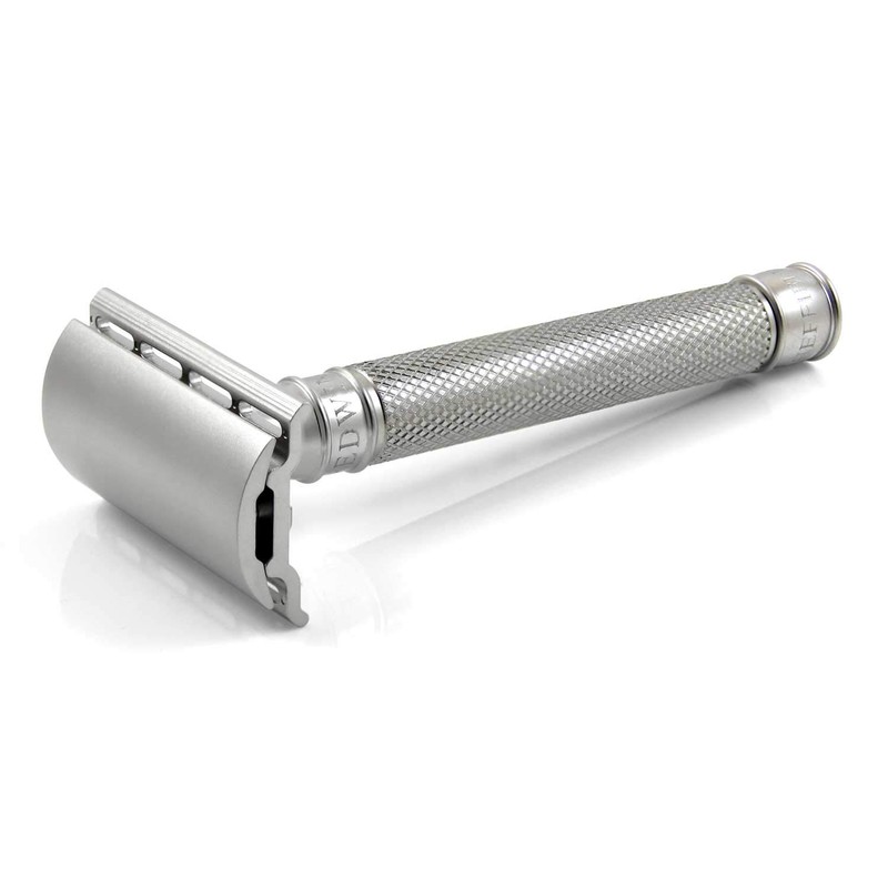 Edwin Jagger 3ONE6 DE Stainless Steel Safety Razor, Grooved, 1x