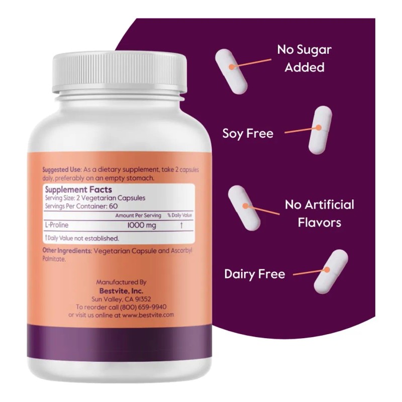Bestvite L-proline 500mg 240 Cpsulas Veganas