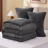 ChiXpace Fluffy Twin Comforter Set - Furry Grey Leaves Pattern