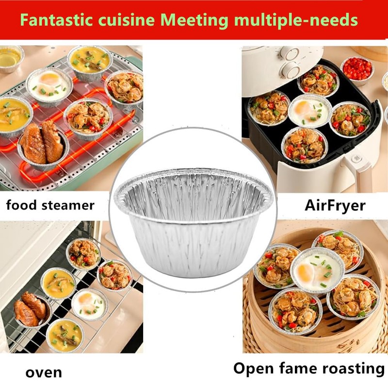 100 pcs Foil Cups,Silver Foil Baking Cups Muffin Liners for