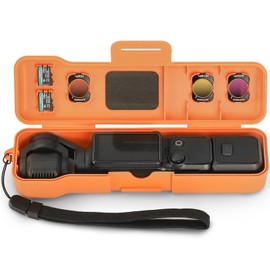 Honbobo Osmo Pocket 3 Hülle, Schutzhülle Gimbal Screen Lens Protector für DJI Osmo Pocket 3, Filter/SD Card Case Zubehör für DJI Pocket 3 (Orange)