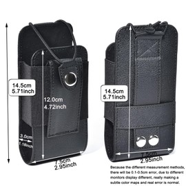 HYS Universal MOLLE Radio Leather Holster, Adjustable Single Radio Pouch Two-Way Radio Holster for Motorola GP88 GP328 APX 6000/8000 Walkie Talkies, for Midland Uniden President Handheld CB Radio