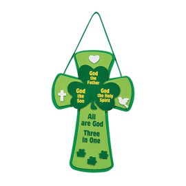 Fun Express Trinity Shamrock Cross Sign Craft Kit - Makes 12 - St. Patrick's Day Crafts for Kids