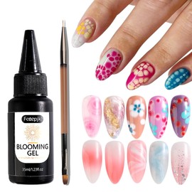 Fcozpjk Clear Blooming Gel for Nail Art, 35ml Blooming Gel Nail Polish, UV LED Painting Nail Gel, Watercolor Smudge Bubble Smoke Ink Effect, Nail Polish for Marble Design, Nail Art Supplies
