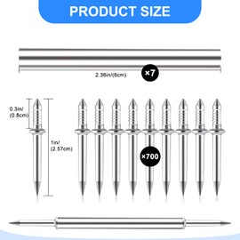 Double-Headed Nails, 700 Pieces, Seamless Nail with Double-Headed Skirting Thread, Skirting Boards, Nails, Invisible with 7 Sleeve Tools for Home Decoration, Concrete Walls, Skirting Boards
