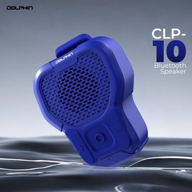Dolphin CLP-10 Wearable Magnetic Clip-On Bluetooth Speaker with Built-in Mic for Hands-Free Calls/Music, Compact and Portable Design – Blue