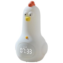 MENGYIDIAN App-Controlled Alarm Clock Lamp for Toddlers: Sleep Training Night Light, Silicone, Rechargeable, Portable, OK to Wake for Kids Cute Kung Fu Chicken