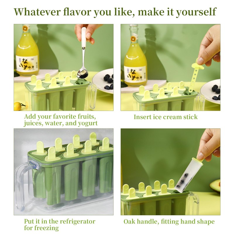 Anseom Ice Lolly Molds, Small Ice Lolly Molds with Sticks,