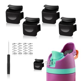 4pcs Replacement Button Compatible with Owala FreeSip 24oz 32oz, BPA-Free Water Bottle Lid Mouth Push Switch Top Cap Seal Stopper Replacement Parts for Owala 19/24/32/40oz Accessories, Black