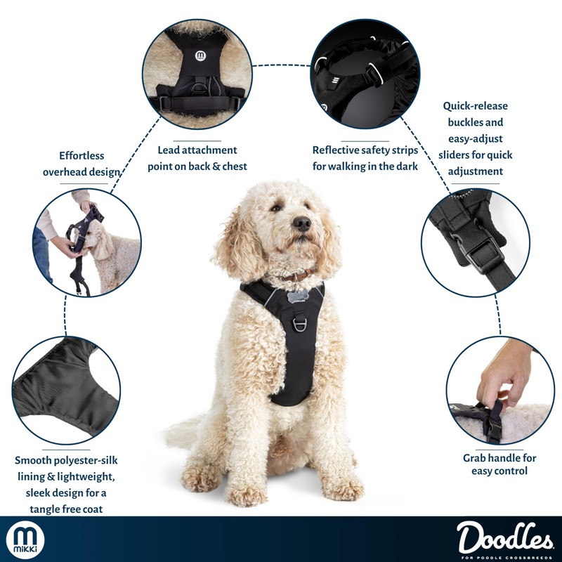 Mikki Doodles Harness for Dogs, Puppies, Adjustable, Quick Release Buckles,