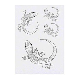 4 x 'Day Gecko' Temporary Tattoos - Water Resistant, Skin-Safe, Non-Toxic Transfers, Mixed Sizes (TO00040469)